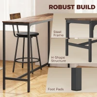 HOMCOM Bar Table Set Counter Height Barstools Set of 4 PU Cushioned Seats Rustic Brown(m-7)