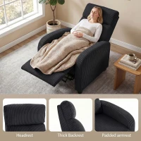 HOMCOM Corduroy Home Theater Seating, Push Back Recliner Chair with Padded Seat for Living Room, Black(m-7)
