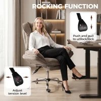 HOMCOM Big and Tall Office Chair Footrest Executive Desk Chair High Back Snowflake Velvet Reclining, Brown(m-7)