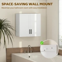 HOMCOM Simple Medicine Cabinet Wall Mounted, Bathroom Wall Cabinet with 2 Doors and Adjustable Shelf Storage, White(m-6)