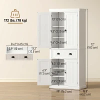 HOMCOM 72" Kitchen Pantry, Freestanding Storage Cabinet with Drawer, Doors, White(m-4)