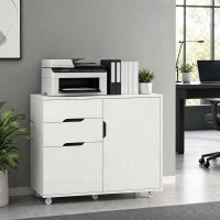 HOMCOM Filing Cabinet with File Drawer File Cabinet with Adjustable Shelf and 3 Drawers White(m-1)