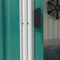 Outsunny 5'x7' Lean-to Garden Tool Shed with Foundation, Galvanized Metal Shed with Sliding Door and 2 Vents, Green(m-11)