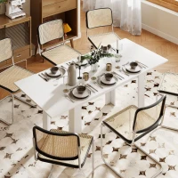 HOMCOM Modern Extendable Dining Table, 55.1 x 31.5 in, for 6-8 People, Expandable Dining Table for Kitchen, White(m-8)