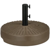 Outsunny Umbrella Base, Heavy Duty Fillable Base Holder with Steel Pole, Round Parasol Stand for Patio, Outdoor, Backyard, Brown(m-2)