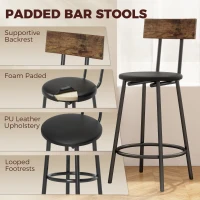 HOMCOM Bar Table Set Counter Height Barstools Set of 2 PU Cushioned Seats Rustic Brown(m-5)