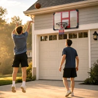 Soozier Wall Mounted Basketball Hoop with Shatter-Resistant Backboard, Solid Rim and All-Weather Net for Indoor and Outdoor Use(m-8)