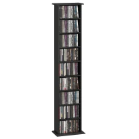 HOMCOM 9-Tier DVD Shelf with 7 Adjustable Shelves, Slim CD Shelf, Holds 252 CDs, 147 DVDs or 189 Blu-rays, Black(m-13)