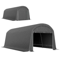 Outsunny 10' x 20' Portable Shed, Motorcycle Bike Tent with Roll-up Door, Galvanised Steel Frame for Garden Tools, Dark Grey(m-9)