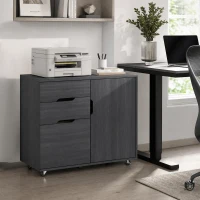 HOMCOM Filing Cabinet with File Drawer File Cabinet with Adjustable Shelf and 3 Drawers Black(m-1)