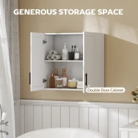 HOMCOM Simple Medicine Cabinet Wall Mounted, Bathroom Wall Cabinet with 2 Doors and Adjustable Shelf Storage, White(m-4)