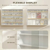 HOMCOM 5-storey Display Cabinet, Shot Glass Display Case, Glass Curio Cabinet with 2 Glass Doors and 4 Adjustable Shelves, White(m-4)