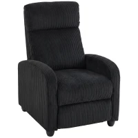 HOMCOM Corduroy Home Theater Seating, Push Back Recliner Chair with Padded Seat for Living Room, Black(m-13)