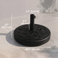 Outsunny 77 lb Heavy Duty Patio Umbrella Base, 22" Round Market Umbrella Stand for Deck, Outdoor, Backyard, Black(m-3)