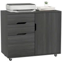 HOMCOM Filing Cabinet with File Drawer File Cabinet with Adjustable Shelf and 3 Drawers Black(m-13)