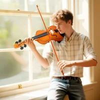 HOMCOM 4/4 Full Size Violin, Wood Acoustic Violin Set for Beginners, Adults, with Case, Rosin, Shoulder Rest, Brown(m-8)