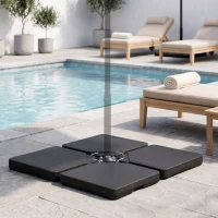 Outsunny Set of 4 Parasol Base Stand Weights for Banana Hanging Cantilever Umbrella, Can Be Filled with Sand or Water, Black(m-1)