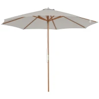 Outsunny 10' x 8' Wooden Patio Umbrella, Garden Parasol, Outdoor Sunshade Canopy with Bamboo Rib for Outdoor, Grey(m-9)