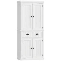 HOMCOM 72" Kitchen Pantry, Freestanding Storage Cabinet with Drawer, Doors, White(m-3)