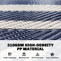 Outsunny 9' x 18' Outdoor RV Rug, Reversible Patio Floor Mat with Carry Bag, Geometric Wall, Blue and White(m-4)