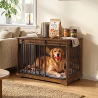 PawHut 100 cm Dog Crate Furniture with Sliding Barn Door for Large Breeds, Rustic Brown(m-1)