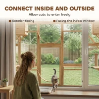 PawHut Catio Playground Cat Window Box Outside Enclosure for Multiple Cats w/ Shelves & Bridges, Yellow(m-4)