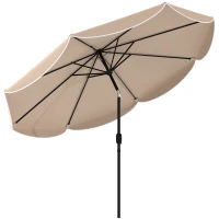 Outsunny 9' x 9' Round Market Umbrella with Valance, Patio Umbrella with Tilt and Crank, for Garden, Deck, Poolside, Khaki(m-9)