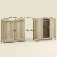 HOMCOM Bathroom Vanity, 24" Pedestal Sink Bathroom Vanity Furniture with 2 Doors and Shelf, Grey Wood Grain(m-4)