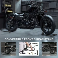 HOMCOM Convertible Motorcycle Stand, Front & Rear Motorcycle Lift with 3 Types of Adaptors, Universal Paddock Lift Stand, Black(m-4)