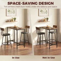 HOMCOM Bar Table Set Counter Height Barstools Set of 2 PU Cushioned Seats Rustic Brown(m-6)