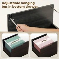 HOMCOM Filing Cabinet with File Drawer File Cabinet with Adjustable Shelf and 3 Drawers Black(m-4)