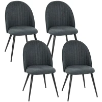 HOMCOM Set of 4 Modern Dining Chairs, Velvet Upholstered Kitchen Chairs with Steel Legs for Living Room, Dark Grey(m-9)
