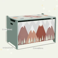 Qaba Toy Box, Kids Storage Chest with Lid, Safety Hinges and Groove Handles, Toy Storage Organizer with Mountain Pattern for Boys, Girls, Green(m-3)