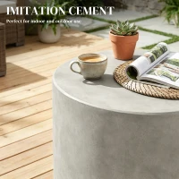 HOMCOM Lightweight Accent Table with Concrete Finish, Round Side Table with 4 Adjustable Feet for Indoor, Outdoor, Gray(m-4)