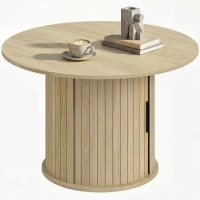 HOMCOM Round Coffee Table, 31.5" Center Table, Natural Wood(m-2)