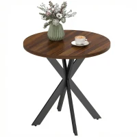 HOMCOM 29" Dining Table, Contemporary Round Kitchen Table with Steel Legs, Walnut(m-9)