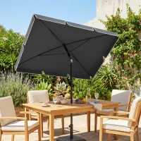 Outsunny 6.5x4ft Rectangle Patio Umbrella Aluminum Tilt Adjustable Garden Parasol Sun Shade Outdoor Canopy Grey(m-1)