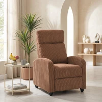 HOMCOM Corduroy Home Theater Seating, Push Back Recliner Chair with Padded Seat for Living Room, Brown(m-8)