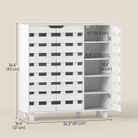 HOMCOM Shoe Cabinet, 17-20 Pairs Shoe Storage Cabinet with Hollowed-Out Doors, White(m-3)