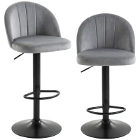 HOMCOM Bar Stools Set of 2, Swivel Counter Height Barstools with Footrest, Grey(m-9)