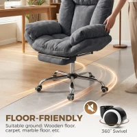 HOMCOM Criss Cross Chair with Wheels, Waterfall Armrests, Overstuffed Wide Office Chair with Footrest, Dark Grey(m-7)