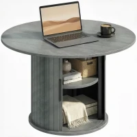 HOMCOM Round Coffee Table, 31.5" Center Table, Cement Grey(m-9)