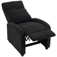 HOMCOM Corduroy Home Theater Seating, Push Back Recliner Chair with Padded Seat for Living Room, Black(m-2)