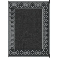 Outsunny Portable Outdoor Rug with Carrying Bag, 9' x 12' Reversible Mat, Waterproof Plastic Straw RV Rug for Backyard, Deck, Picnic, Beach, Camping, Black and Grey(m-11)