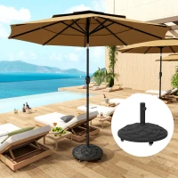 Outsunny Round Patio Umbrella Base with Wheels, 44 lbs Resin Umbrella Stand Base, 1.3"/1.5"/1.9" Umbrella Poles Black(m-8)