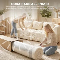 HOMCOM 3 Seater Sofa, 102" Chenille Boneless Couch with Wide Seat, Spring Cushions, High-Density Foam, 3 Pillows, Cream White(m-7)