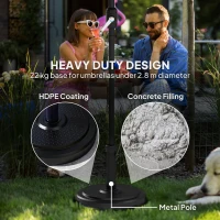Outsunny 48 lbs Patio Umbrella Base Round HDPE Umbrella Base For 1.5" or 1.9" Outdoor Umbrella Poles Φ18.9" x 15.2" H Black(m-5)