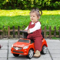 Aosom Kids Ride On Push Car, Foot-to-Floor Walking Sliding Toy Car for Toddler with Under Seat Storage, Music, Headlights Red(m-1)