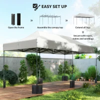 Outsunny 10 x 20 ft Pop Up Canopy Tent, Heavy Duty UPF50+ Outdoor Portable Instant Canopy Shelter with Wheeled Bag, White(m-12)