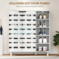 HOMCOM Shoe Cabinet, 17-20 Pairs Shoe Storage Cabinet with Hollowed-Out Doors, White(m-6)